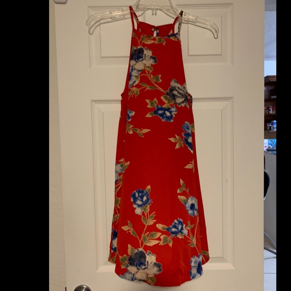 Red floral mini dress w/ a line- forever 21
